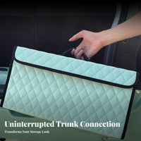 Precisely Fitted foldable vehicle storage box Leather Texture Trunk Organizer Space-Saving Vehicle Storage Large Capacity for Wuling Mini car Owners, careryday drivers, adventurers, careryday Commute, Grocery Shopping, highway Trips, Camping