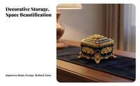 Ornate Design Vintage Jewelry Box Sturdy Zinc Alloy Embossed Floral Keepsake Case Velvet Lined for Women