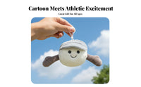Tennis Ball Stuffed Toy Soft Material Golf Ball Stuffed Toy Cute Design Grinning Face Sports Keychain for Teens, Women, Claw Machine