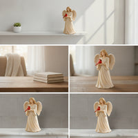 Tabletop Angel Figurine with Bird Decorative Sculpted Angel Figure Neutral Ornament Long-Lasting for Collectors