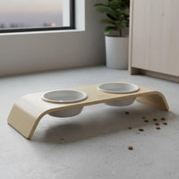 Tilted Ceramic Feline Bowls Neck-Friendly Double Pet Bowl Stand Dishwasher Safe