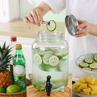 Water Dispenser and Drink Dispenser with Tap, Round Beer Dispenser with Stand and Screw Lid, Large Capacity Beverage Dispenser