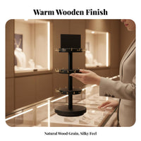 3-Tier Rotating Jewelry Stand Rotatable Wooden Jewelry Display Stand Rotating Necklace Tree Versatile for Vanity