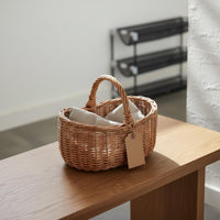 Rattan Picnic Basket Pastoral Style Handmade Wicker Basket Versatile for Wedding