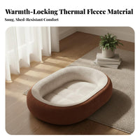 Oval Luxuriously Soft Bed Throughout the Year Use Feline Sleeping Area Thick & Warm Pet Furniture for Small Dog Owners, Indoors, On the Floor