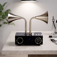 Speaker Ornament Brass-Tone Sculpture with Trumpets Industrial Decor for Office
