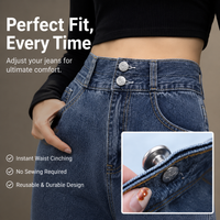 DIY Jeans Buttons, 5x 17mm No-Sew Replacement Buttons, Alloy Waist Adjustment Kit for Broken Jeans, Clothing Repair