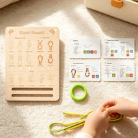 Knot Practice Board with Cords Wooden Knot Tying Practice Kit for Kids, Classroom, Travel