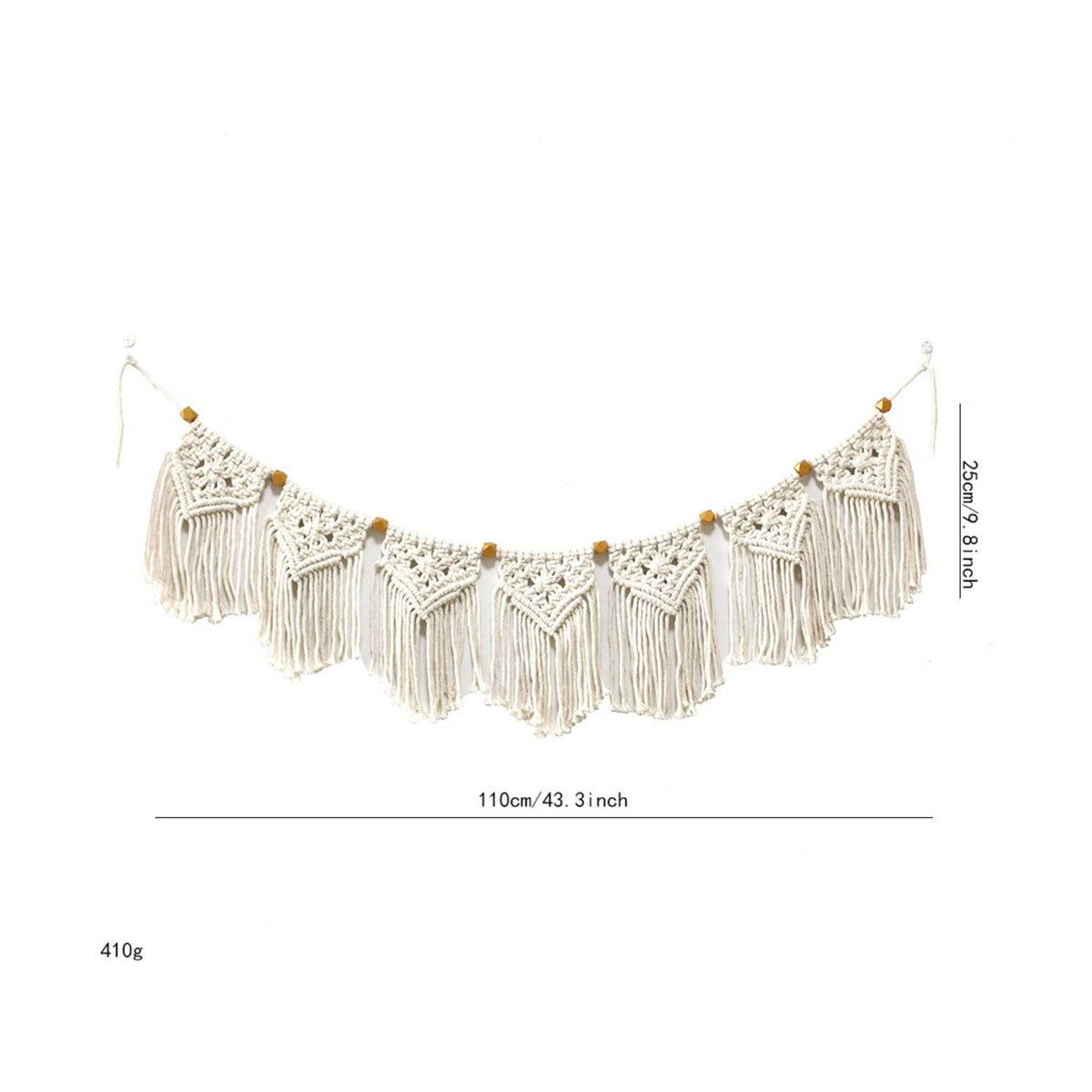 Macrame Wall Hanging Knotted Macrame Wall Hanging with Wooden Beads Decor Fringed Handmade for Living Room, Bedroom