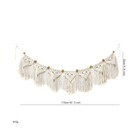 Macrame Wall Hanging Knotted Macrame Wall Hanging with Wooden Beads Decor Fringed Handmade for Living Room, Bedroom