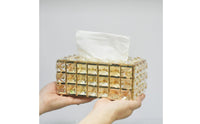Tissue Box Cover Acrylic Tissue Box with Feet Tabletop Organizer Crystal-Cut Holder Rectangular for Vanity, Coffee Table