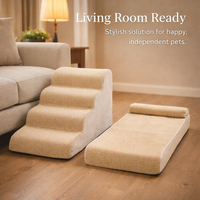 Dog Steps for Bed and Sofa with Detachable Modular Design, Pet with Washable Cover, High Density Sponge Foam
