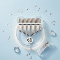 Crystal-Style Bear-Shaped Thumb Piano Fitted Case Transparent Acrylic Kalimba Metal Tines Bear Kalimba for Carrying, Storage