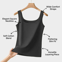 Women's Tank Tops for Gym and Loungewear, Square Neck Plus Size Knitted in Breathable Fabric, Slimming Sleeveless Vest