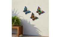 3 Pieces Steel Butterfly Wall Decor Lifelike Butterfly Wall Art Rust-Resistant Garden Fence Decoration for Gardeners