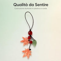 Maple Leaf Red Beaded Phone Charm Keychain Hand-Woven Pendant for Students
