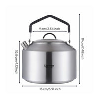 Stainless Steel Camping Kettle Fast Heating Portable Outdoor Tea Kettle Gas and Induction Compatible Campfire Tea Pot for Hikers, Journeyers, Picnic