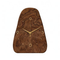 Rounded Irregular Wood Clock Easy to Read Wooden Desk Clock for Tabletop