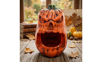 Jack-O'-Lantern Candy Dish Holder Carved-Look Gourd Candy Holder Orange Tabletop Decoration for Party Hosts, Scary Residence