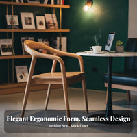 Mortise and Tenon Structure Nordic Design Leisure Chair Strong & Sturdy Modern Curved Back Chair Finely Polished Solid Wood Frame Armchair Ergonomic Design for Adults, Homeowners, Business Owners, Hotel, Living Room, Balcony, Kitchen