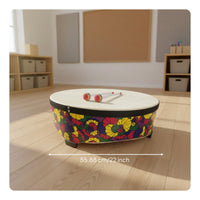 22-Inch Wooden Floor Drum Includes 2 Mallets Kids Music Drum  Develops Rhythm Percussion Instrument for Young Children, Preschool