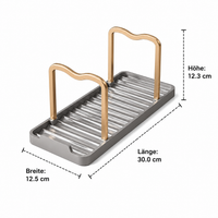 Space Aluminum Pot Lid Holder, Double-Sided Kitchen Utensil Holder for Countertop, Space-Saving Pot Lid Organizer, 12.5x13.9x18.5cm