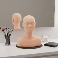Realistic Skin Texture Mannequin Head with Shoulders Soft Material Esthetics Practice Bust Multi-Function for Apprentices, Beginners