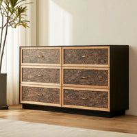 Storage Cabinet with Drawers Wood-Grain Dresser with Drawers Modern Dresser for Bedroom, Living Room, Entryway
