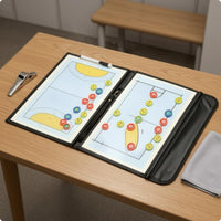 Tri-Fold Handball Board Leather Cover Handball Tactic Board Carrying Handle Sports Gear for Coaches, Training Sessions