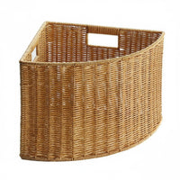 Corner Storage Basket Space Saving Fan-Shaped Storage Basket Imitation Rattan Corner Bin Long-Lasting Fan-Shaped Organizer