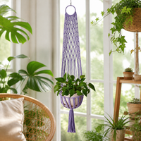 Macrame Plant Hanger Fiber Hand-Woven Hanging Planter, Bohemian Hanging Basket for Balcony Garden & Home Decor