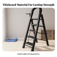 Foldable Design Folding Step Ladder Space-Saving Household Step Ladder Sturdy Climbing Equipment Non-Slip Steps for Homeowners, DIY Enthusiasts, Painters, Indoor, Outdoor, Kitchen, Garage