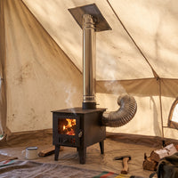 Stainless Steel Chimney Pipe and Elbow Kit for Outdoor Wood Stoves and Fire Pits