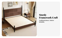 Vintage Cane Panel Bed French Retro Design Bedroom Furniture High-End Feel Bedstead for partners, Homeowners, Guest Room, Villa, Home