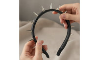 Goth Studded Headband Edgy Headband with Spikes Rock Hairband Slim for Parties, Fashion Shoots
