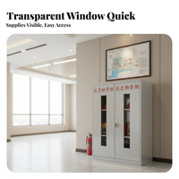Sturdy Construction Emergency Supply Cabinet Heavy-Duty Fire Protection Equipment Cabinet Long-Lasting Stainless Steel Safety Locker High Security Lock for Facility Managers, Industrial Workers, Factories, Warehouses, Public Buildings