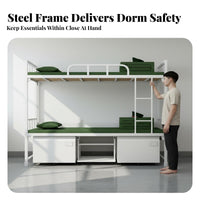 Steel Bunk Bed Space-Saving Design Stacked-Level Iron Bed Guardrails Dormitory Furniture for Students, Workers, Dorm Room, Hostel, Small Areas