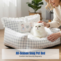 Plaid Pet Sofa All-Season Use Miniature Pet Sofa Removable Cover Pet Furniture for Small Dogs, Hare Owners, Indoors, Living Room, Bedroom