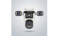 Wall-Mount Outdoor Security Camera Wide-Angle Three-Lens Security Camera Dome-Style for Homeowners, Shop Owners, Yard, Driveway, Entryway