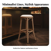 French Design Upholstered Bistro-Design Stool Stable Structure Bar Chair Sturdy Construction Seating Furniture High-Density Foam Cushion for Business Owners, Homeowners, Adults, Restaurant, Cafe, Dining Room, Kitchen