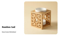 Bamboo Essential Oil Burner Heat-Resistant Essential Oil Burner Hollow Design Aroma Lamp Easy to Clean for Bedroom, Living Room