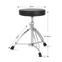 Drum Throne with Tripod Base Adjustable-Height Drum Stool with Padded Seat Drumming Chair Chrome-Finish Stable for Drummers