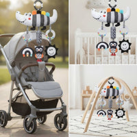 High-Contrast Hanging Toy with Rattle Rings Soft Soft Stroller Hanger Safe Baby Rattle Hanging Toy Early Development for Newborns