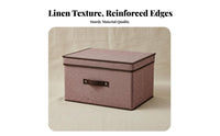 foldable textile Box with Lid Large Capacity Storage Container Sturdy Handles Household Organizer Stackable for Students, Homeowners, Bedroom, Dorm Room, Under Bed, on Shelves