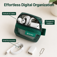 Mesh Storage Pouch, Digital Accessories Zip Pouch for Power Adapter & Cables, Fine Mesh Travel Cable Organiser