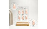 Nail Shape Guide Acrylic Nail Shape Chart Manicure Reference Guide Self-Standing Display Board with Holder Compact