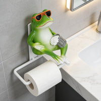 Frog Toilet Paper Holder Playful Lavatory Accessory Green for Powder Room