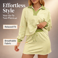 2 Piece Outfits Women Long Sleeve V-Neck and Skirt Set, Two Lounge for Business Casual Office Wear for Ladies
