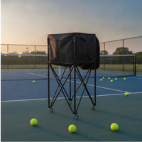 Caster Wheels Foldable Tennis Ball Cart Mesh Pocket Tennis Ball Cart Metal Frame for Training Sessions