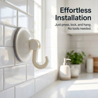 Cabinet Vacuum Hook, Heavy Duty Suction Cup Hanger for Glass Wall, Reusable Multi-Purpose Single for Renter, Organization for Bathroom & Kitchen